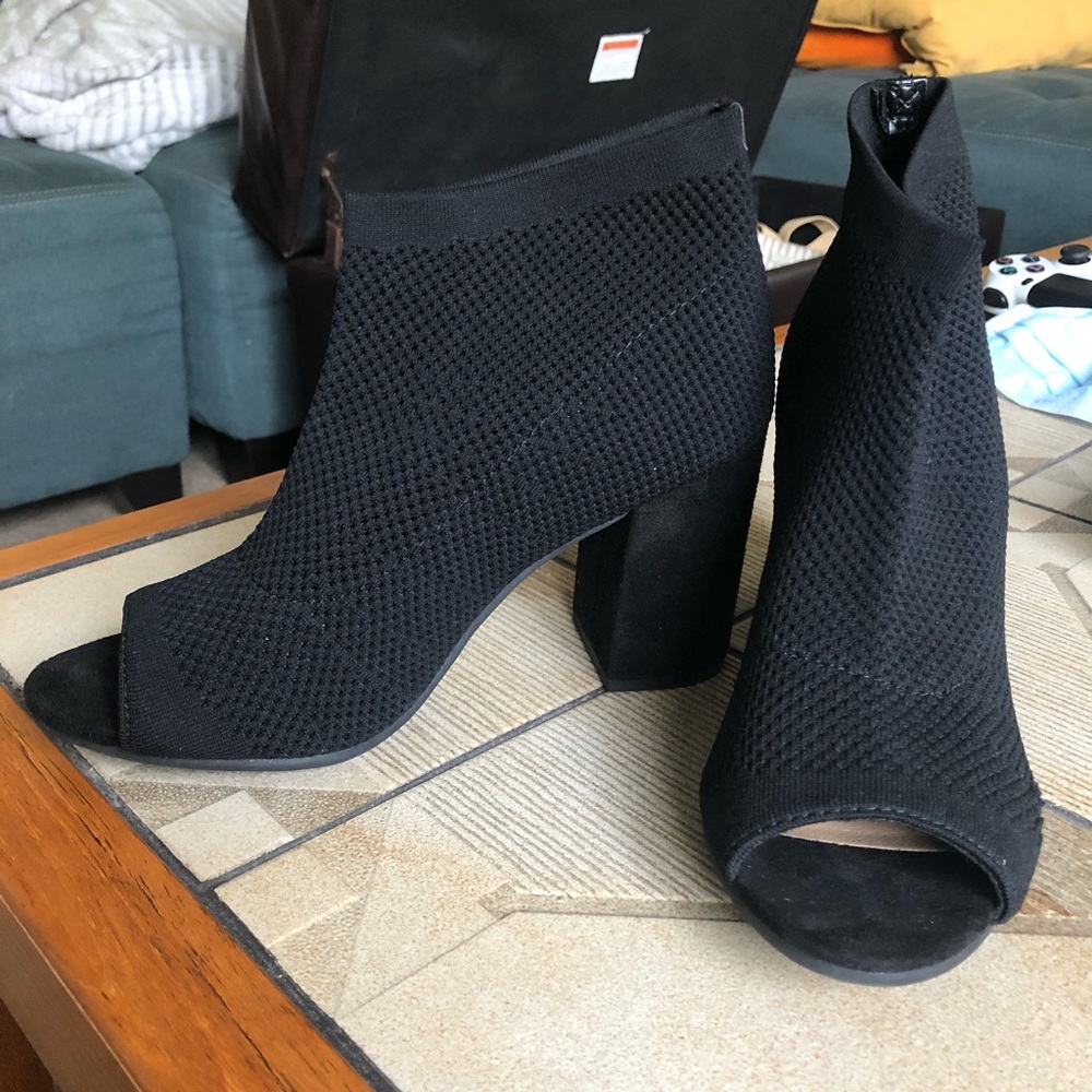 Black open toe booties